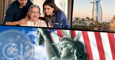 A happy family exploring citizenship and residency options in global destinations like the USA and Dubai, reflecting freedom, security, and future planning