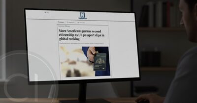 An individual viewing an article highlighting the growing trend of Americans seeking second citizenship due to the decline of the US passport in global rankings.